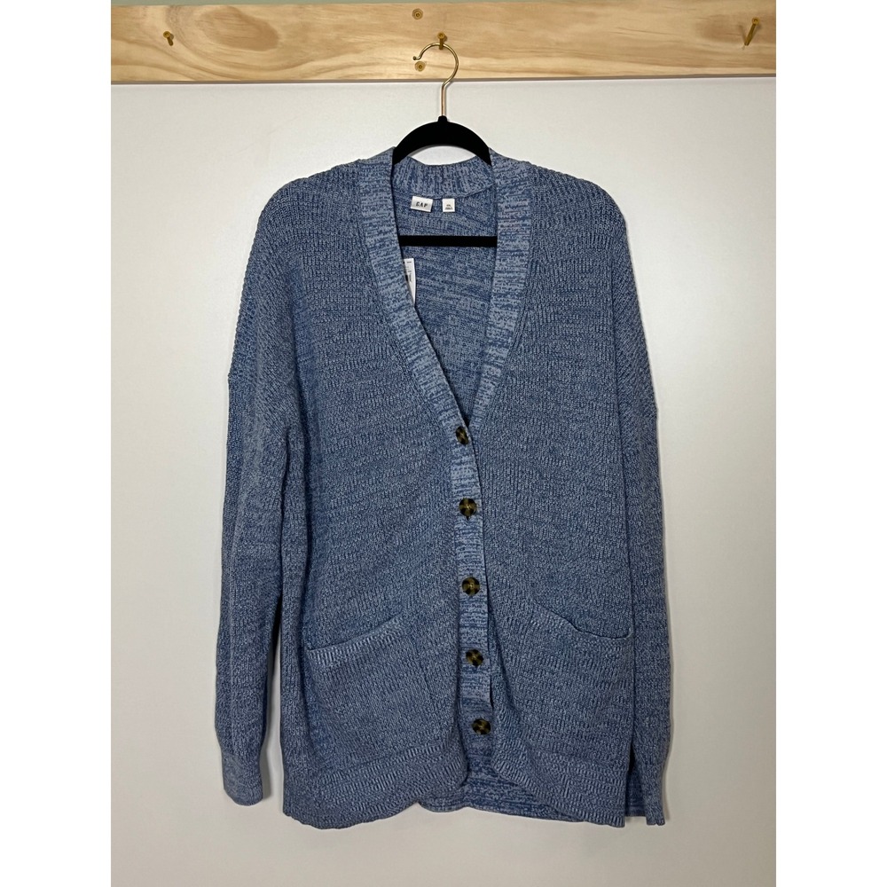 Gap V-neck Cardigan Heather Blue Button‎ Women Size XXL NWT